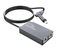 Adaptador Ethernet Gen 2, Adaptador Ethernet V2 multipuerto RJ45 Dual para Redes externas Cableadas, Conexión de Red Estable para 2 Dispositivos simultáneamente - hasta 1 Gbps