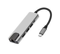 Adaptador Ethernet multipuerto USB C 5 en 1, base USB 3.1, compatible con HDMI para Macbook Pro/Air, Chromebook, Dell, XPS, HP y otros dispositivos.