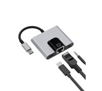 Adaptador Ethernet tipo C a RJ45, soporta Internet con cable de 10/100 Mbps, con puerto de carga tipo C y conector de audio de 3.5 mm, compatible con iPhone 15/16/17/Android/iPad Pro/Mac/Galaxy