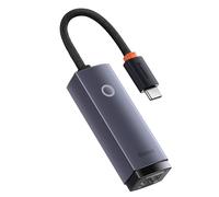 Baseus Adaptador de Red Lite Series USB Tipo C - RJ45 LAN 1Gbps (1000 Mbps) Negro (WKQX000313)