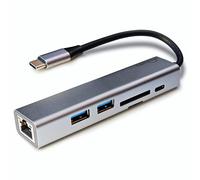 Adaptador Ethernet USB-C con puerto de carga de 100 W y concentrador multipuerto, adaptador Gigabit Ethernet, USB 3.0 de 5 GB, SD/FT para portátiles, MacBooks, Chromebooks y más