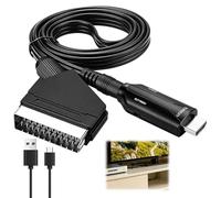 Adaptador Euroconector a HDMI Convertidor SCART a HDMI 1080P/720P | con Cable de Alimentación USB, Audio y Vídeo Sincronizado para Reproductor VHS DVD PS2 PS3, Decodificador, HDTV y Proyector