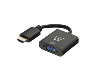 Adaptador Ewent EW9864-HDMI a VGA (Macho a Hembra) para computadora, computadora de Escritorio, computadora portátil, PC, Monitor, proyector, HDTV, Chromebook, Raspberry Pi, Roku, Xbox y más - Negro