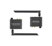 Adaptador Extensor Transmisor y Receptor de Audio Inalámbrico 50m 5.8G con Control de Volumen Sin Retraso para R/L 3.5mm RCA Amplificador
