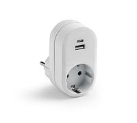 ADAPTADOR FRONTAL 1 TOMA 2 USB A+C BLANCO