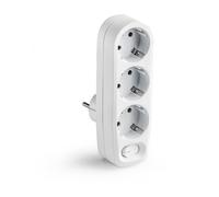 ADAPTADOR FRONTAL 3 TOMAS C0N INTERRUPTOR BLANCO