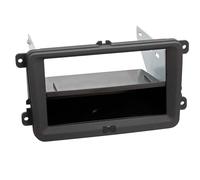 Adaptador frontal suave al tacto 2-DIN con bolsillo vacío compatible con Seat...