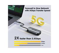 (Adaptador Gigabit 5G) Adaptador WAVLINK USB C a Ethernet 2.5G/5Gbps RJ45 Gigabit Ethernet