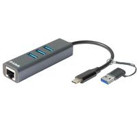 Adaptador Gigabit D-Link USB-C/USB > 3 x USB 3.0 (SS) + 1 x RJ45 Ethernet Gigabit