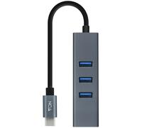 Adaptador Gigabit NanoCable USB-C a Ethernet Gigabit 10/100/1000 Mbps / 3x USB 3.0 15 CM Gris