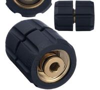 Adaptador giratorio M22 x 1,5 - Adaptador de alta presión latón y plástico | 2 x M22 rosca interior, 400 bar, 150 °C, repuesto para limpiadores de alta presión Karcher y Kranzle