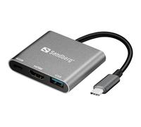Sandberg 136-00 - Adaptador USB-C Mini Dock HDMI y USB, Aluminio