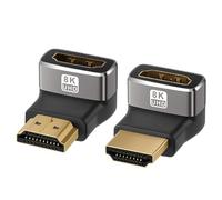 Adaptador HDMI 2.1 8K de 90 Grados, 2 Unidades, (Arriba y Abajo), ángulo Recto, HDMI Macho a Hembra, HDMI en Forma de L, Compatible con 8K a 60Hz, 4K a 120Hz para Google Chrome Cast, Roku Stick, Wall