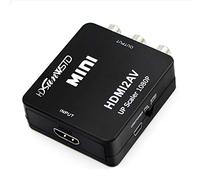 Adaptador HDMI a RCA-GANA 1080P HDMI a AV 3RCA CVBs de vídeo compuesto convertidor de audio adaptador compatible con PAL/NTSC con cable de carga USB - Negro