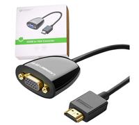 Adaptador HDMI a VGA 1080p - Convertidor HDMI () a VGA (hembra), Negro, FHD, para Proyector, TV, Computadora
