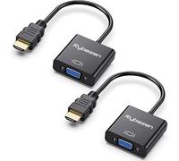Adaptador HDMI a VGA, 2 unidades, convertidor HDMI a VGA chapado en oro (macho a hembra), compatible con computadora, laptop, PC, monitor, proyector, HDTV, Chromebook, Raspberry Pi, Roku, Xbox y más