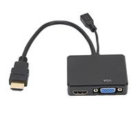 Adaptador HDMI a VGA HDMI, Divisor HDMI 1 Entrada HDMI VGA Salida HDMI 2, Pantalla Dual 1080P Convertidor Divisor HDMI a HDMI VGA(Negro)