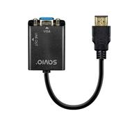 Adaptador HDMI a VGA Savio AK-76 1080p Negro con Audio 3.5mm Plug and Play