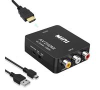 Adaptador HDMI adaptador rca a hdmi av to hdmi,adaptador av a hdmi hdmi a rca adaptador wii hdmi euroconector a hdmi 1080P con Cable de Alimentación para WiiPS2 GamecubeVHS Camara Laptop DVD Proyector