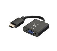 Adaptador Ewent EW9864-HDMI a VGA (Macho a Hembra) para computadora, computadora de Escritorio, computadora portátil, PC, Monitor, proyector, HDTV, Chromebook, Raspberry Pi, Roku, Xbox y más - Negro