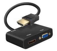 Adaptador HDMI macho a VGA hembra y HDMI con conector de audio de 3,5 mm y carga