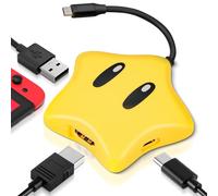 Adaptador HDMI para TV 4K60Hz con puerto de carga USB 3.0 y PD100 W, estación de acoplamiento portátil con luz Star Touch, compatible con Nintendo Switch 2/Switch/OLED, compatible con sistema V21.0.0