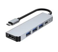 Adaptador HDMI USB C Hub para MacBook Pro/Air, adaptador AV digital multipuerto USB tipo C 5 en 1 con HDMI 4K, 3 USB 3.0 y puerto de carga rápida USB-C PD, para MacBook Pro/Air, Dell XPS, Lenovo