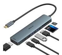 Adaptador HDMI USB C para MacBook Pro/Air, MOKiN 7 en 1 USB C Dongle con HDMI, lector de tarjetas SD/TF, puerto de datos USB C, PD de 100 W y 2 USB 3.0 compatibles con MacBook Pro/Air, Dell XPS,