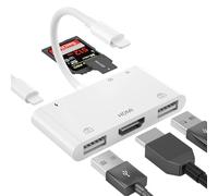 Adaptador HDMI USB para iPhone 6 en 1, certificado Apple MFi, adaptador AV digital con puerto de carga, lector de tarjetas SD/TF y 2 puertos USB 3.0, adaptador Lightning a HDMI para iPhone 14/13/12/11