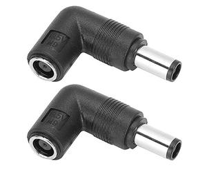 Adaptador Hembra a Macho de 7,4 X 5,0 Mm, Enchufe de Codo Compacto Que Ahorra Espacio, Color Negro, para Portátiles, 2 uds.