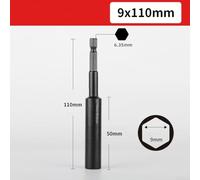Adaptador hexagonal de 110 mm de profundidad para destornilladores y aplicaciones de taladro (50 mm H9)