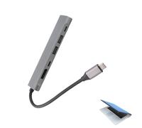 Adaptador Hub USB a Displayport Tipo C a Displayport USB 2.0 PD Hub Adaptador multipuerto 6 en 1 Gris Espacial Adecuado para portátiles Pro/Air Tipo C