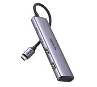 Adaptador HUB USB-C - 2 puertos USB-A y 2 puertos USB-C, 20 cm, gris