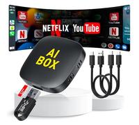 Adaptador inalámbrico 5en1 CarPlay y Android Auto con USB-A/Tipo-C para Netflix/Youtube,Caja AI CarPlay Convertidor Dongle Car Play Tarjeta TF/USB Stick Magic Link para iOS 10+ y Android 11+