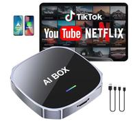 Adaptador inalámbrico AI CarPlay 2025 para iPhone y Android, Plug & Play, sin retraso, tarjeta Netflix/YouTube/TF integrada, convierte con cable a CarPlay inalámbrico (coches 2017+, iOS 10+/Android 11