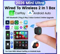 Adaptador Inalámbrico CarlinKit 5.0 Mini Ultra para Android Auto y CarPlay, Conexión Automática, Plug & Play, para Autos con CarPlay y AA Cableados, Caja Inteligente para Auto Mini Ultra 2 Brands Genu