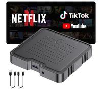 Adaptador inalámbrico CarPlay 2025 Smart AI Box para iPhone y Android Auto | Caja de video de entretenimiento de transmisión con soporte para tarjeta TikTok Netflix YouTube TF | Sistema multimedia