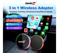 Adaptador Inalámbrico CarPlay 3 en 1 CarlinKit 4.0 MAX 2026, Mini Dongle Inalámbrico Android Auto para Modo Espejo, Sistemas de Automóviles Inteligentes OEM CarPlay, USB-B/Tipo-C, Sin Retraso CP2A Loc
