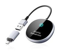 Adaptador inalámbrico CarPlay, adaptador automático Android, mini actualizado 2025 2 en 1, Plug and Play, conexión automática, diseño de agujero de disipación de calor, convierte CarPlay con cable y