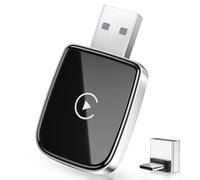 Adaptador inalámbrico CarPlay para iPhone, convierte CarPlay con cable a formato inalámbrico mini de USB-A a USB-C, conexión estable sin retrasos - Blanco + plata