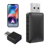 Adaptador Inalámbrico para CarPlay y Android Auto, 2 en 1 Mini USB Car Play Adaptadors, Convierte Conexión por Cable Wireless Dongle Adapter para Coches a Partir 2017 y iPhone 6+ iOS 12+ Android 11+