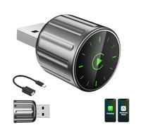 Adaptador Inalámbrico y Android Auto, Convierte Cable a Adaptador CarPlay inalámbrico, Plug & Play Reconexión Automática Compatible con iOS 10+/Android 11+(Coches 2016+) (Gris)