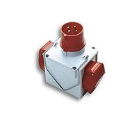 Adaptador industrial doble enchufe Color 3P + T 16 A CEE roja - IP44 toma Color 2 X 3P + T 16 A Roja - IP67