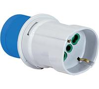 Adaptador industrial enchufe Color 2P + T 16 A CEE Azul - IP44. Toma Color 2P + T 16 A Bipasso Schuko.