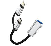 Adaptador iPhone USB A a Lightning USB C Jack Cable(2 en 1) Cámara OTG Tipo Enchufe Cable Compatible para Samsung Apple iPhone 15 Pro Max Plus iPad Pro Air Macbook 14 13 12 11 7 8 Huawei Xiaomi Redmi