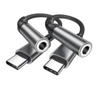 Adaptador Jack a USB C, 2 Pack Adaptador USB C a Jack 3.5 mm Adaptador Auriculares Cascos Tipo C para iPhone 17 16 Pro Max/16 Plus/15 Pro Max/15 Plus, iPad, Samsung S25/S24/S23, Huawei, Pixel, Xiaomi