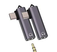Adaptador jack auricular 3,5 mm (lote de 2)USB C conector para iPhone 16 15 AUX cable cable conector tipo C compatible con Samsung S24 S23 para Apple Micrófono Teléfono para iPad Coche