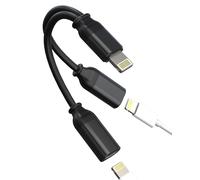 Adaptador Jack Lightning 2en1 Audio Auriculares Convertidor Microfono Cascos Carga Accesorios Aux Cable Auxiliar Coche Dongle Audifonos Cargador para iPad Air Mini para iPhone Apple 14 13 12 11Pro Max