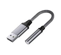 Adaptador jack USB, adaptador USB a jack de 3,5 mm, tarjeta sonUSB a AUX estéreo auxiliar de 3,5 mm, para auriculares con micrófono compatible con auriculares PC ordenador portátil