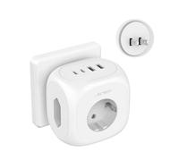 Adaptador Japon 3 Tomas, JSVER 7 en 1 Adaptador Enchufe para Japan Tipo A con 2 USB A y 2 USB C, Enchufe de Viaje para Español a Japones,América, México, Canadá, Tailandia-Blanco